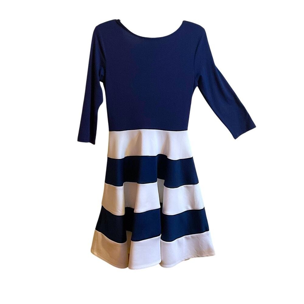 City Studios Dress Juniors Size S Navy Blue White Striped Skater Cocktail Dress‎ - Picture 4 of 10